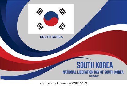 South Korea National Liberation Day. Gwangbokjeol. Vector illustration with korean flag and modern background