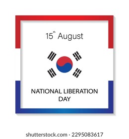 South Korea national liberation day sign, 15th august, graphic design with flag colors, suitable for national celebration and festival