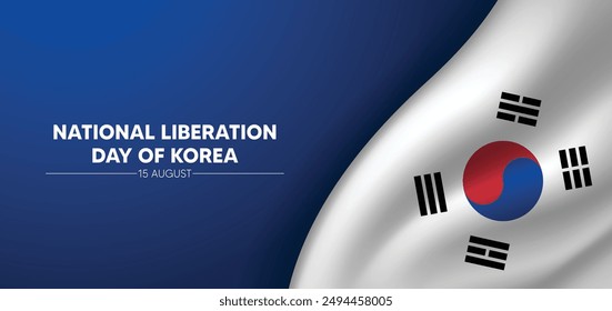 South Korea National Liberation Day of Korea waving flag vector poster