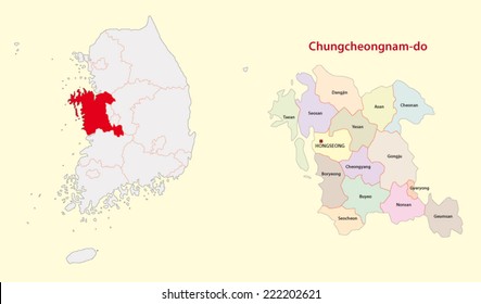 south korea north south chungcheong province map