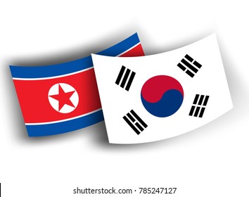 South Korea And North Korea Flags