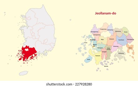 south korea north south jeolla province map