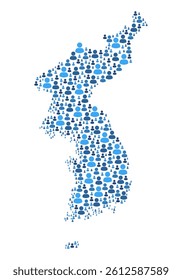 South Korea and North Korea map made of people symbol on white background
