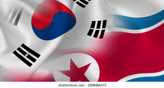 South Korea North Korea National Flag Background