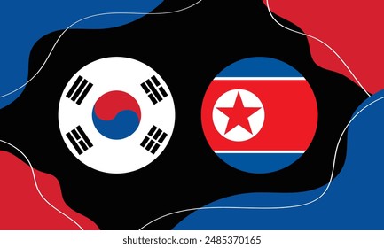 South Korea North Korea national flag background