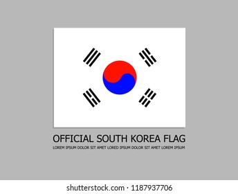 South Korea Official Flag, Symbol of the Country with Text Sample.