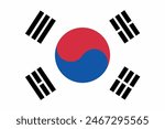South Korea official flag vector with standard size and proportion. National flag emblem with accurate size and colors.