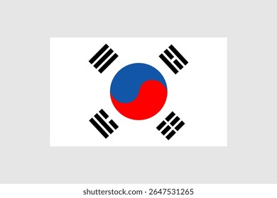 Vetor da bandeira oficial da Coreia do Sul com tamanho e proporção padrão.