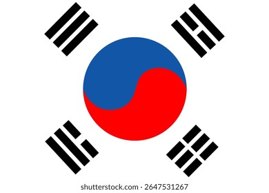 Vetor da bandeira oficial da Coreia do Sul com tamanho e proporção padrão.