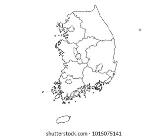 south Korea outline map. detailed isolated vector country border contour map on white background.