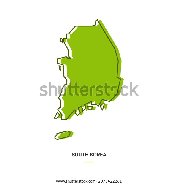 South Korea Outline Map with Green
Colour. Modern Simple Line Cartoon Design - EPS 10
Vector