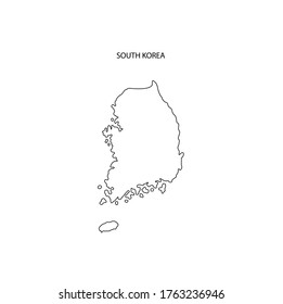 South Korea Outline Map Simple Thin Line Icon Vector Illustration