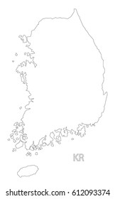 South Korea outline silhouette map illustration