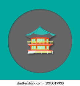 South Korea pagoda - attraction in flat style. For travel, stickers and greeting cards.