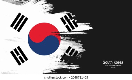 South Korea painted flag background. Vector grunge brush stroke flag. Banner template.