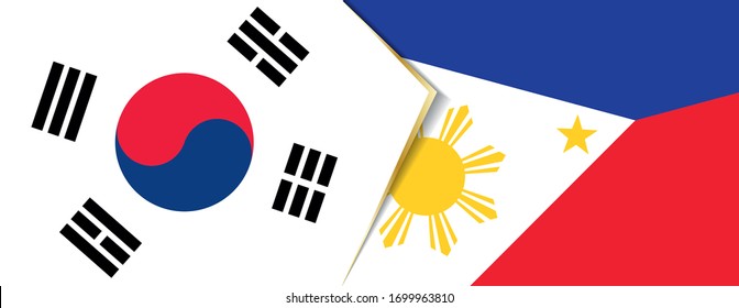 South Korea and Philippines flags, two vector flags symbol of relationship or confrontation.