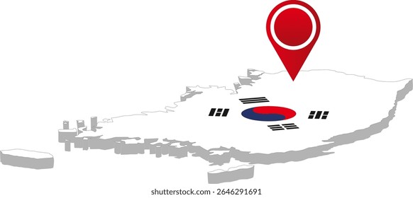 Localização do mapa de pinos da Coreia do Sul 