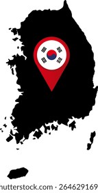 Localização do mapa de pinos da Coreia do Sul 