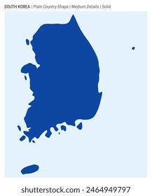 South Korea plain country map. Medium details. Solid style. Shape of South Korea. Vector illustration.