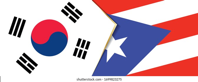 South Korea and Puerto Rico flags, two vector flags symbol of relationship or confrontation.
