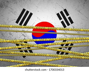 South Korea in quarantine textured background. Vector illustration.