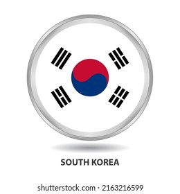 South Korea Round Flag Design Is Used As Badge, Button, Icon, Wall Painting