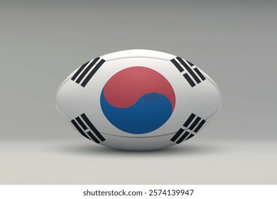 South Korea rugby ball featuring the national flag design on a gray background