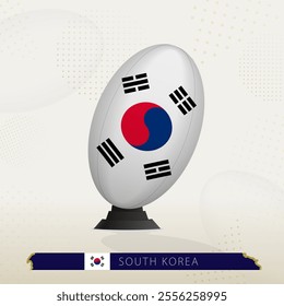 South Korea Rugby Ball on Rugby Kicking Tees with Modern Design. Illustration perfect for sports, national pride, and rugby-related projects.