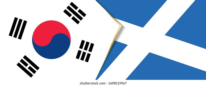 South Korea and Scotland flags, two vector flags symbol of relationship or confrontation.