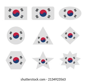 south korea set of flags with geometric shapes