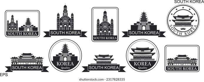 South Korea set. Isolated South Korea on white background