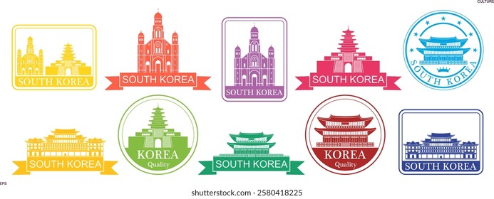 South Korea set. Isolated South Korea on white background