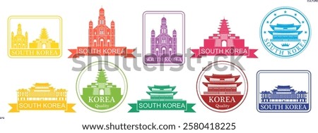 South Korea set. Isolated South Korea on white background