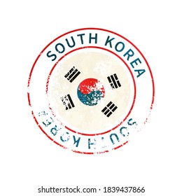 South Korea sign, vintage grunge imprint with flag isolated on white