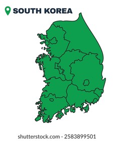 South Korea simple flat vector illustration map