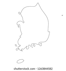 Coreia do Sul - mapa da fronteira do país. Ilustração simples de vetor plano.