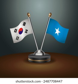 South Korea  and Somalia table flags relation with gradient backgrund. Vector Illustration