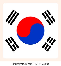 South Korea square flag button, social media communication sign, business icon.