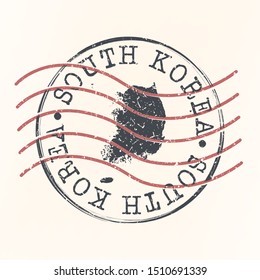 South Korea Stamp Postal. Map Silhouette Seal. Passport Round Design. Vector Icon. Design Retro Travel.