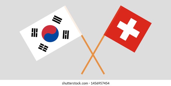 South Korea and Switzerland. Crossed Korean and Swiss flags