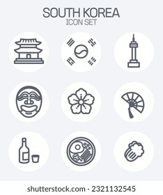 
south korea symbols icon set