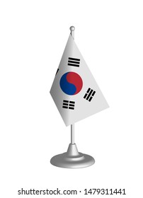 south korea table flag, isolated on white background, vector illustration 