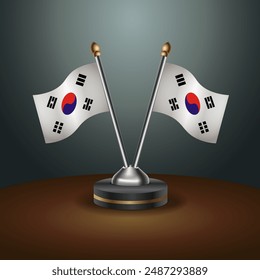 South Korea table flags relation with gradient backgrund. Vector Illustration