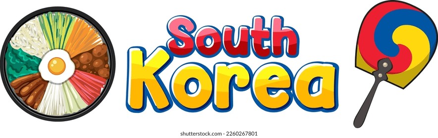 South Korea text banner design illustration