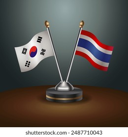 South Korea  and Thailand table flags relation with gradient backgrund. Vector Illustration