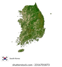 Vector de mapa de país de la topografía de Corea del Sur