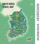 
South Korea. Tourist destination. map. Vector illustration