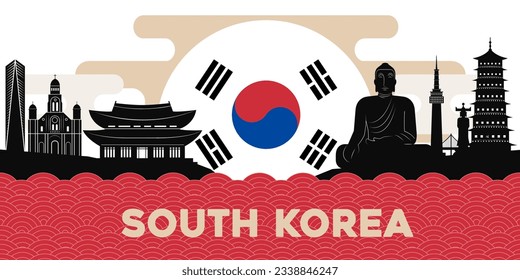 Ilustración del paisaje de viajes de Corea del Sur