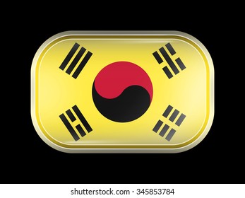 South Korea Variant Flag. Rectangular Shape with Rounded Corners. This Flag is One of a Series of Glass Buttons