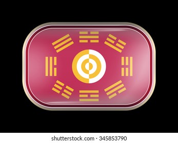 South Korea Variant Flag. Rectangular Shape with Rounded Corners. This Flag is One of a Series of Glass Buttons